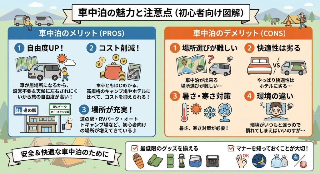 車中泊の注意点