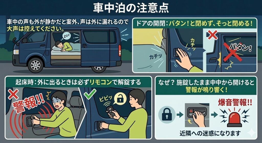 車中泊の注意点