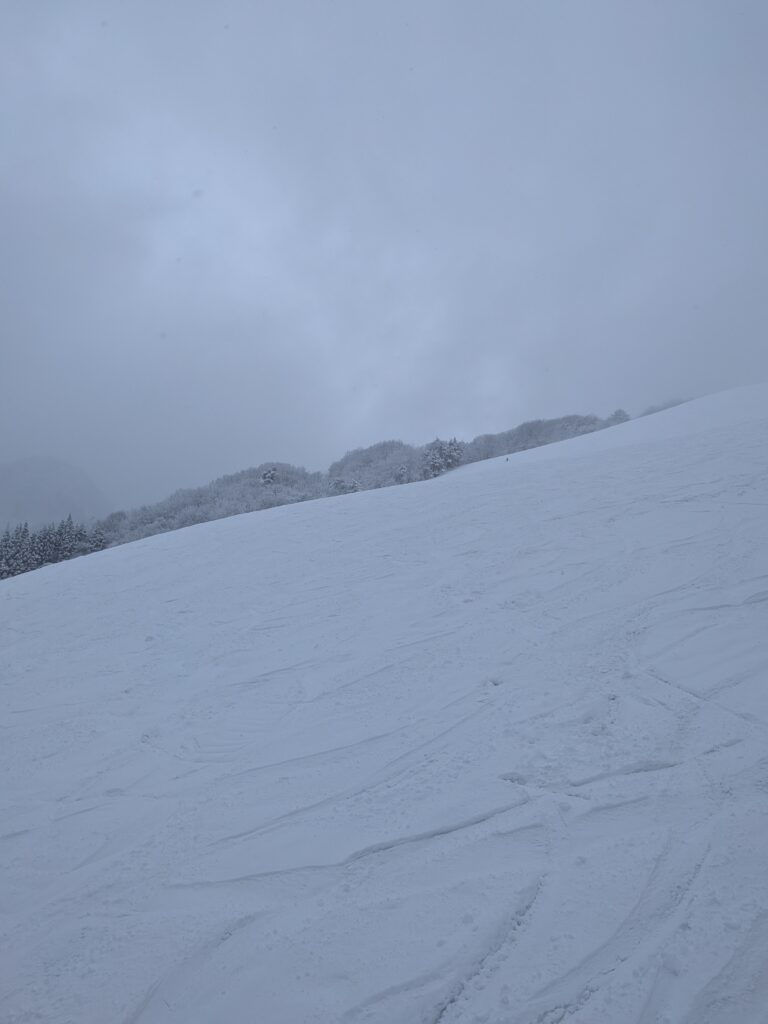 未圧雪のゲレンデ