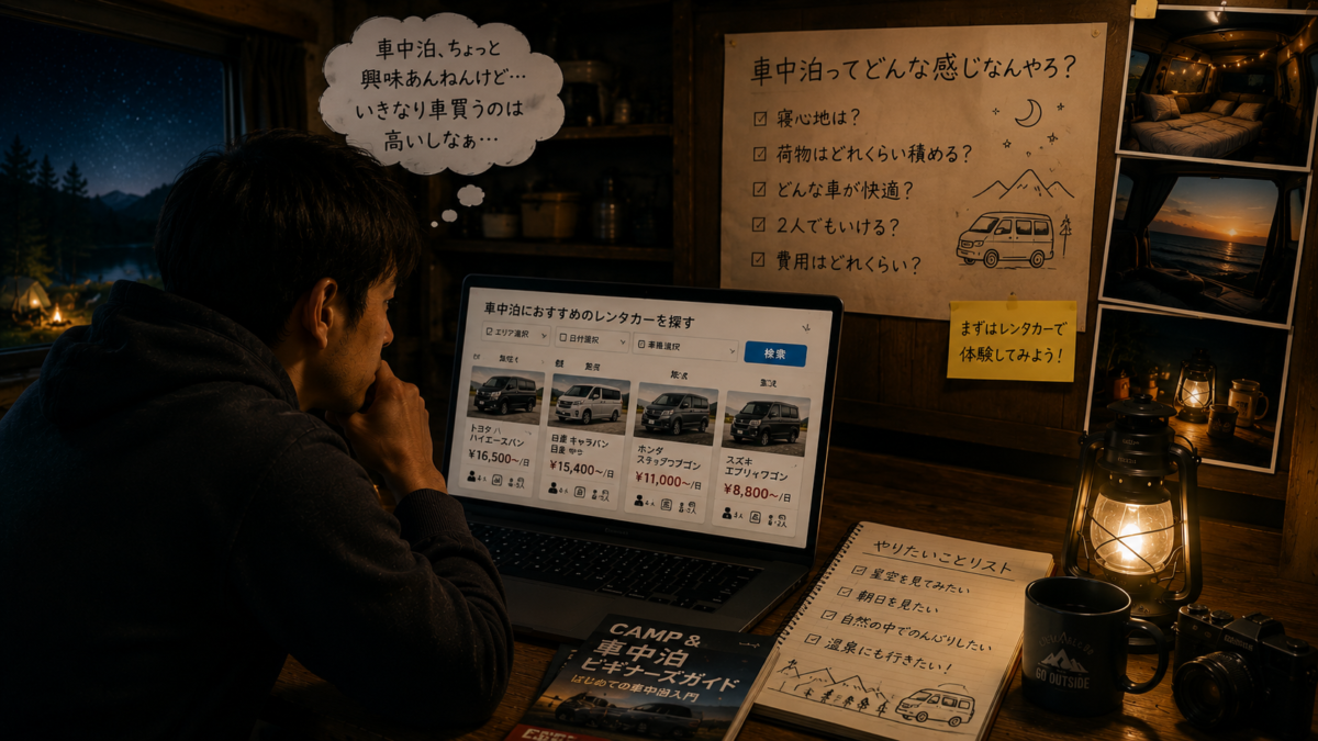 車中泊できるレンタカーってある?