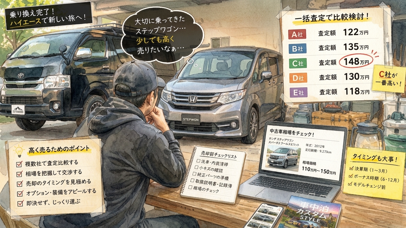 ステップワゴンからハイエースへ乗り換え体験記｜査定額70万円差！後悔しない車の手放し方
