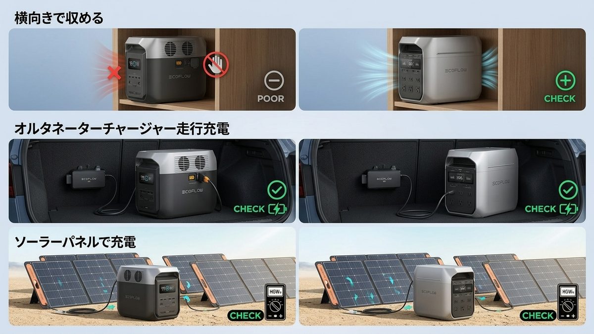 DELTA 3 1500とDELTA 3 Plus、置き方別にどっちが合う？